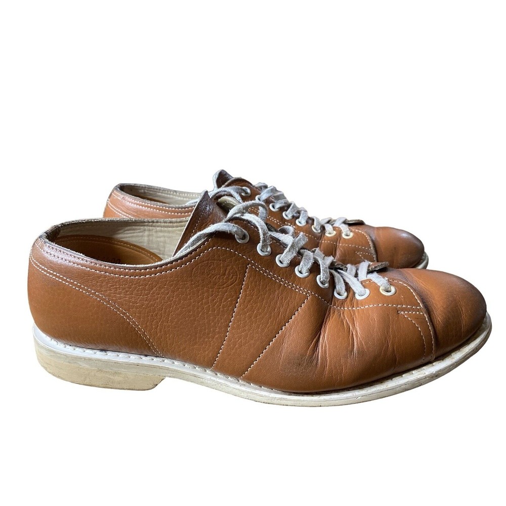 Vintage Linds Classic Leather Right Hand Bowling Shoes Mens Size 9D Made In USA